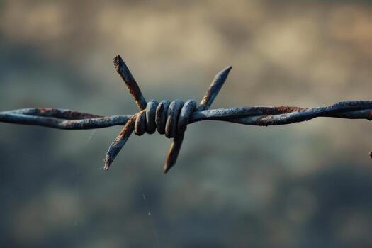 amenazante mordaz cable campo de cerca. generar ai foto