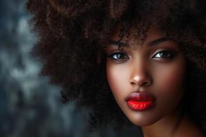Captivating Beautiful african girl with curly head. Generate Ai photo