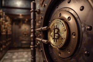 Encrypted Bitcoin storage security. Generate Ai photo