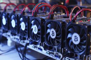 Digital Bitcoin mining. Generate Ai photo