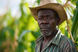 Hardworking Black farmer worker portrait. Generate Ai photo