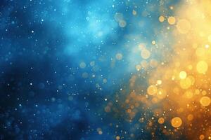 Sparkling blue and gold bokeh background photo