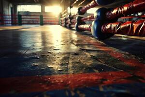 Sunset glow in an empty boxing ring photo
