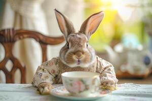 Bunny dressed for tea time photo