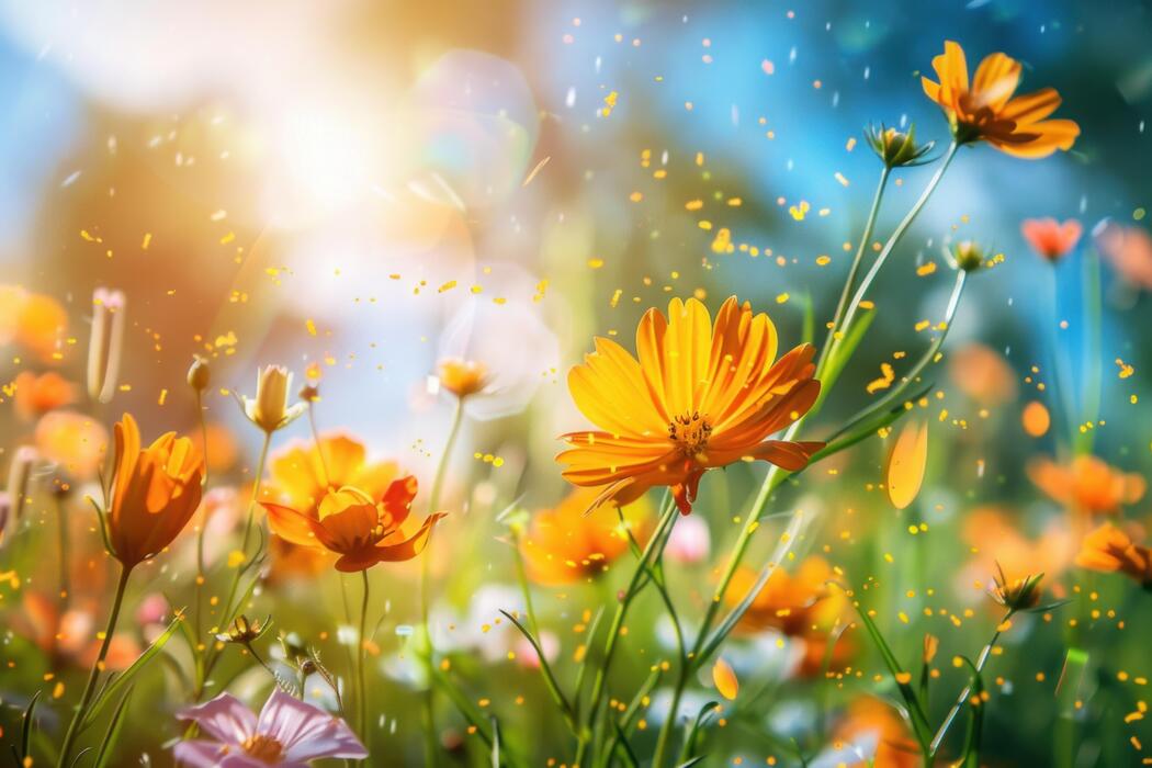 カシニョール 、【BUNCH OF FLOWERS IN MEADOW】 Bunch of spring flowers in the meadow — Stock Photo