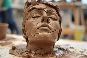 Sculpting emotion - detailed clay portrait in progress photo