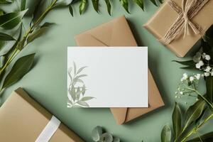 Pristine Blank greeting card. Generate Ai photo