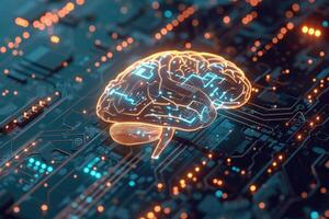 Digital brain circuitry - artificial intelligence concept photo