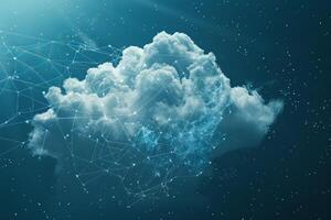 Digital cloud network concept in sky photo