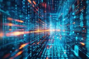 Digital data stream in cyberspace photo