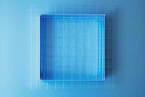 Abstract blue geometric background with depth photo