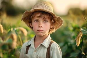 Portrait of a thoughtful child in nature photo