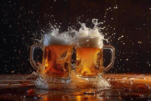 Robust Beer mug clashing. Generate Ai photo
