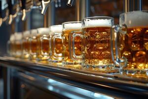 Glossy Beer mug counter bar. Generate Ai photo