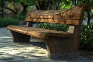 Bench wooden background. Generate Ai photo