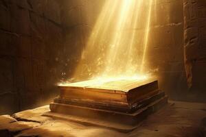 Enlightening Bible ancient light. Generate Ai photo