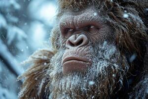 Elusive Bigfoot man. Generate Ai photo