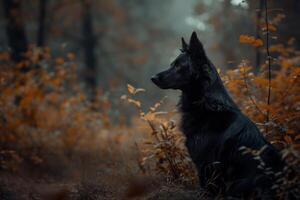 Loyal Black dog fantasy. Generate Ai photo