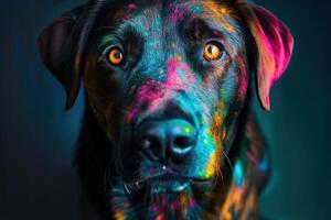Playful Dog colorful art. Generate Ai photo