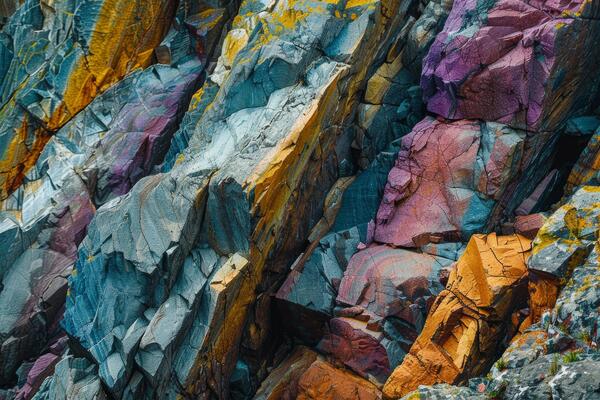 AI Generated Colorful layered rock formation texture