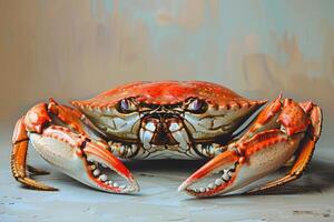 Vibrant dungeness crab on neutral background photo