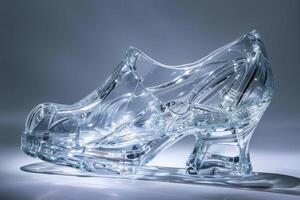 Enchanted glass slipper on gradient background photo