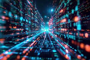 Abstract digital data stream network background photo