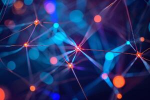 Abstract network connections with bokeh lights photo