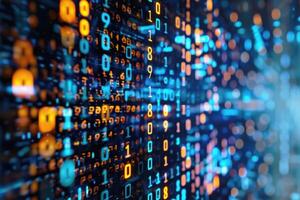 Digital data stream in cyberspace photo