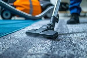 Professional carpet cleaning service in action photo