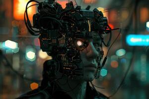 Cybernetic future, portrait of an advanced android photo