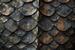 Closeup of dark reptile scales with natural pattern photo
