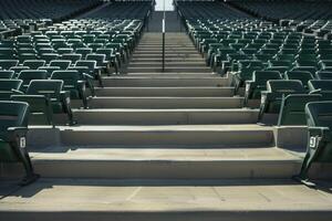 Empty stadium rows in daylight photo