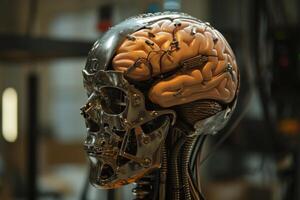 Advanced robot head with exposed brain photo