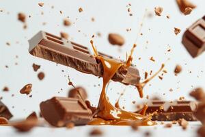 Chocolate explosion with caramel splash photo