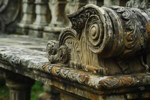 Ornate Bench wooden medieval. Generate Ai photo