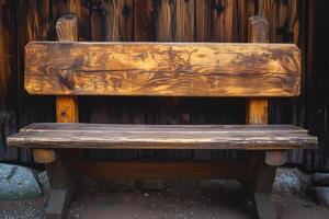Rough Bench wooden medieval street. Generate Ai photo