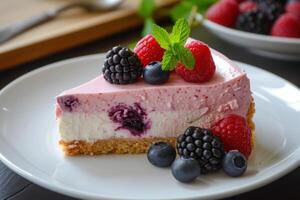 Indulgent Berry cheesecake. Generate Ai photo