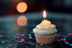 Scrumptious Birthday cupcake. Generate Ai photo