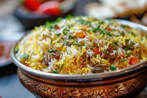 Satisfying Biryani rice food bowl. Generate Ai photo
