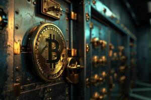 Digital Bitcoin storage security. Generate Ai photo