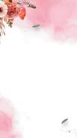 Charming watercolor floral frame with a mix of pink flowers, creating a whimsical and enchanting vibe. video