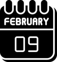 9 February Glyph Icon Design vector