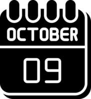 9 October Glyph Icon Design vector