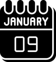 9 January Glyph Icon Design vector