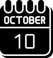 10 October Glyph Icon Design vector