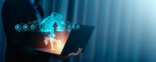Streamlined Digital Cloud Data Management and Advanced Networking Solutions provide efficient, secure data handling across global enterprises. This robust system ensures seamless data integration photo