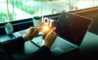 Smart Business IoT Leveraging the Internet of Things for Enhanced Efficiency, Real Time Analytics, Transformative Growth, Improved Operational Performance, Innovative Solutions, Global network photo