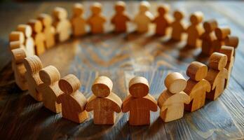 Diversity concept representing figure wooden in circle diverse people . . photo