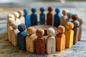 Diversity concept representing figure wooden in circle diverse people . . photo